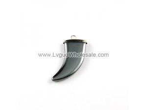 Hematite Claw 12x30mm Pendant Gold/Silver Plated Cap